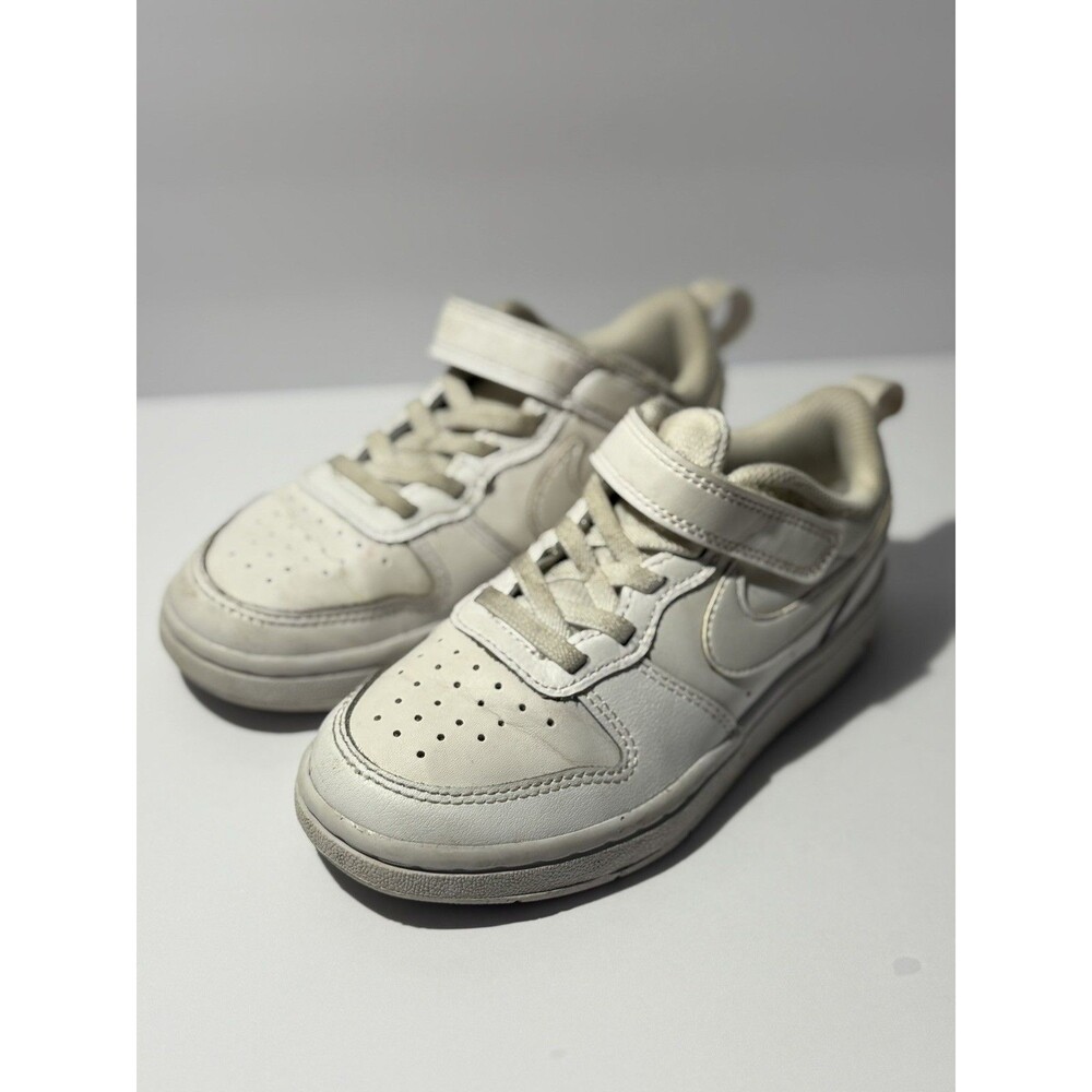 Nike Court Borough Kids 12C White Sneakers BQ5451-100 Strap & Lace Shoes